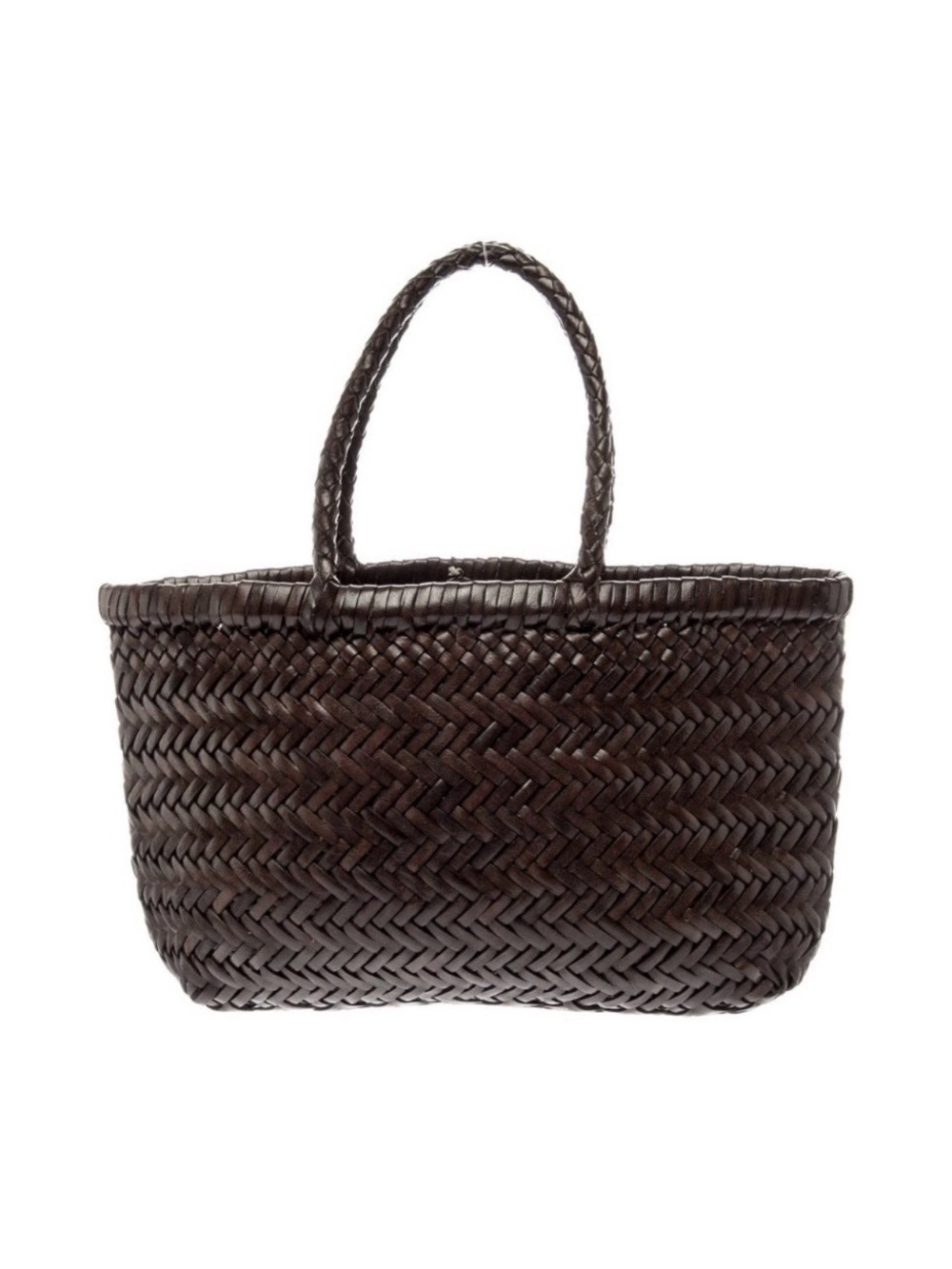 Dragon Diffusion Dark Brown Woven Leather Market Tote Bag